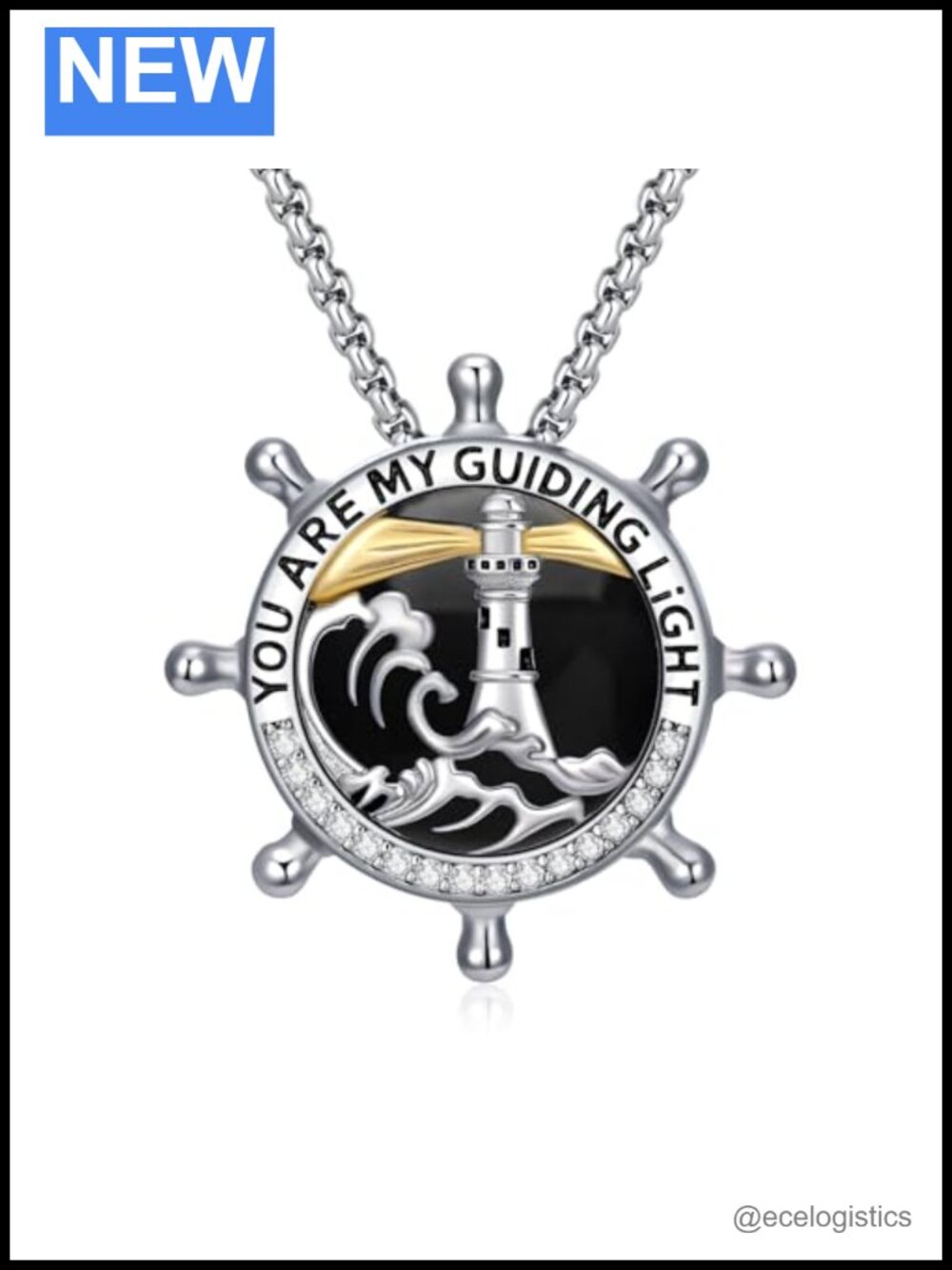 925 Sterling Silver Nautical Lighthouse Pendant Necklace